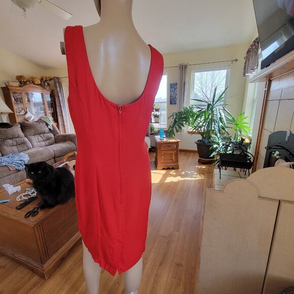 Lois Snyder Dani Max Sleeveless Dress Red Rayon Vintage Size 10 90s Y2k Retro - Picture 8 of 11